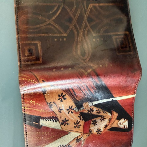 Bambas Art handmade leather wallet like new with Geisha Samurai design