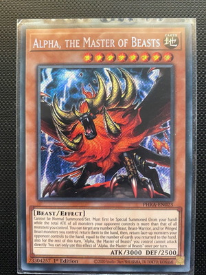 Yu-Gi-Oh! Alpha, The Master of Beasts used Secret Rare card PHRA-EN023