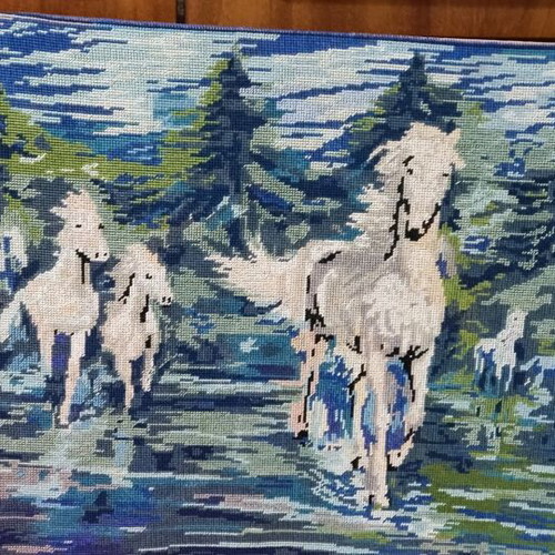 Embroidered painting like new 65x50 ready for framing