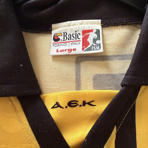 AEK Football Jersey 1993-1994 Authentic with Stadium Model