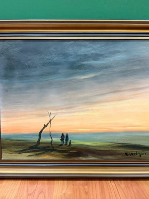 Произведение на изкуството на Г. Мугиос в рамка като ново