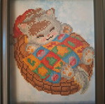 Diamond Painting Snug Christmas Kitty framed artwork
