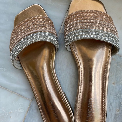 Migato rose gold and silver flat sandals like new, size 38