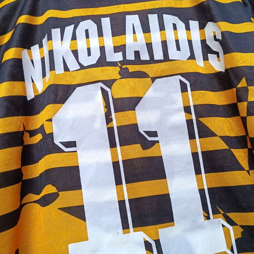 AEK 1996-1997 Demis Nikolaidis football jersey, size XL