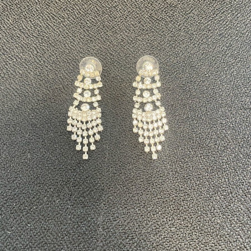 Statement baroque earrings with Swarovski crystals new, silver