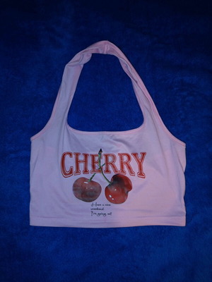 Shein halter top like new, pink with red cherry design, size S