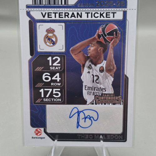 2025-26 Panini Contenders EuroLeague Theo Maledon Veteran Ticket autograph