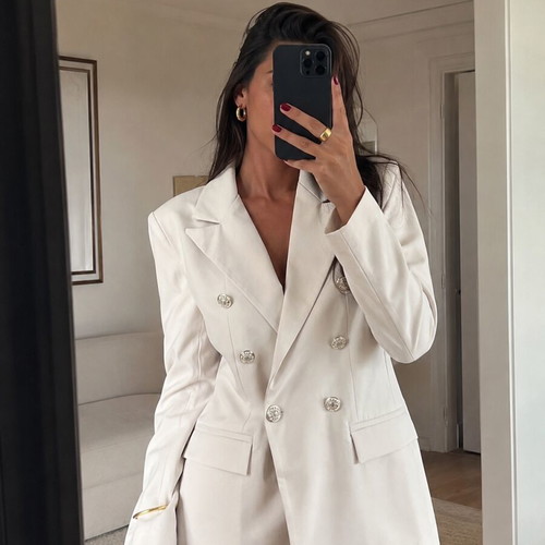 White Cross Blazer like new with decorative buttons