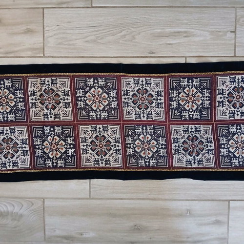 Handmade Table Runner with Traditional Counted Embroidery and Velvet Finish