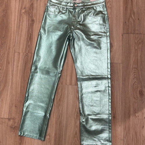 Bershka metallic blue turquoise pants like new, size 38