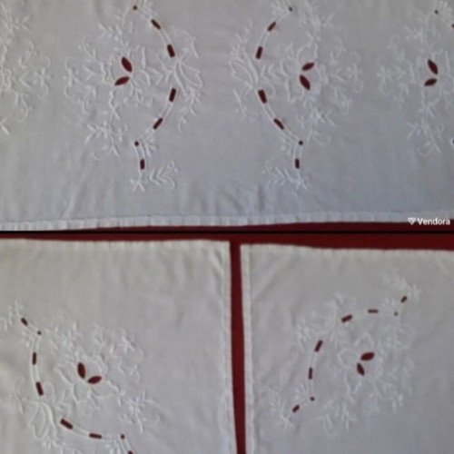 Embroidered white cutwork table runners set of five like new