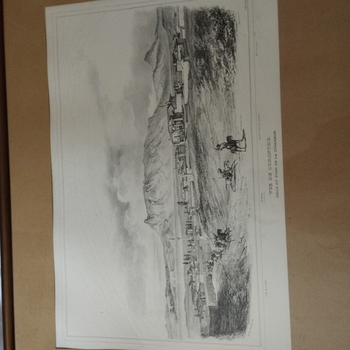 Engravings in wooden frame set of 3 like new
