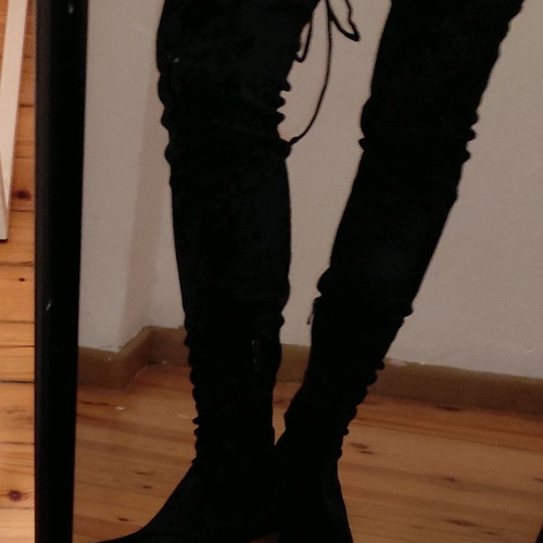 Black velvet over the knee boots Hot Kiss new, size 39