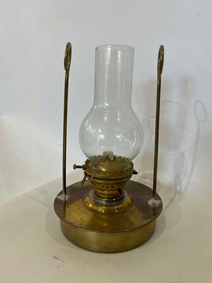 Vintage brass oil lamp with chimney 17x10, table or hanging