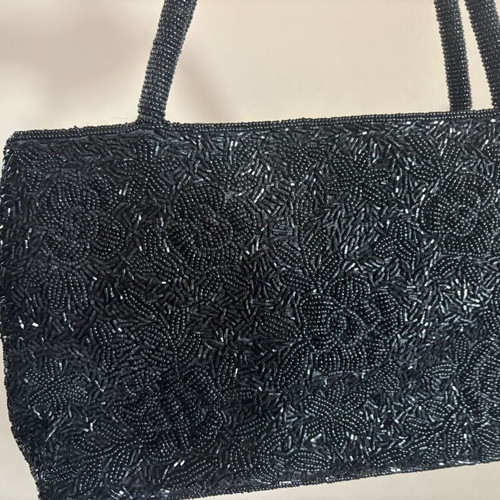 Handmade evening bag with black beads, like new