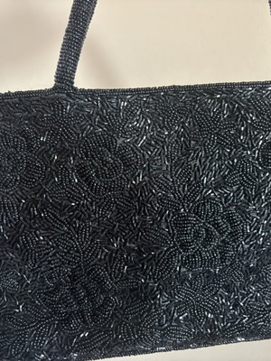 Handmade evening bag with black beads, like new