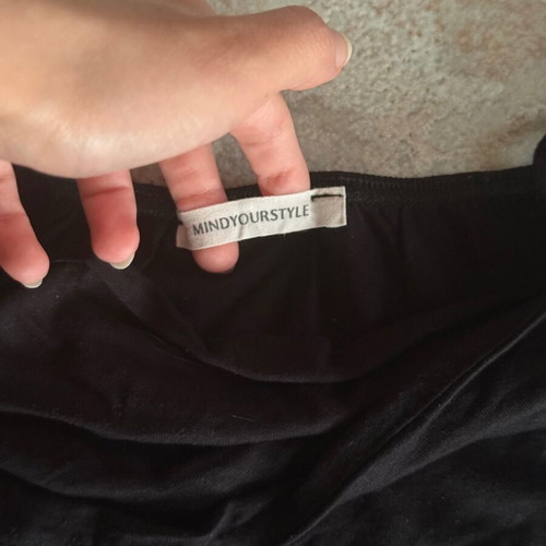 Mindyourstyle black crop top used, size S, with tie straps