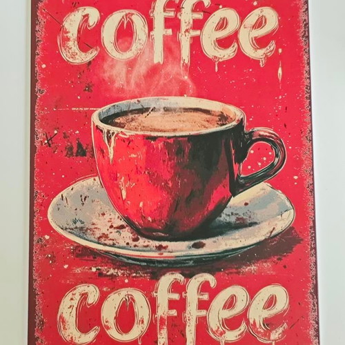 Vintage Coffee Tin Sign like new, metal decorative wall art