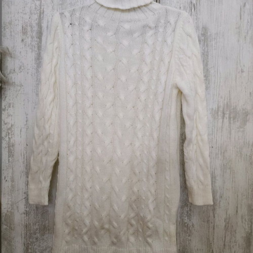 Knitted mini wool dress ecru like new