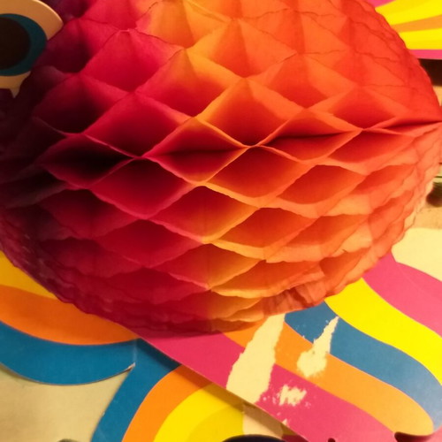 Honeycomb paper decorations used, old, set of 10 pieces