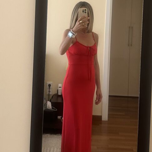 Zara red midi dress with tags, size S