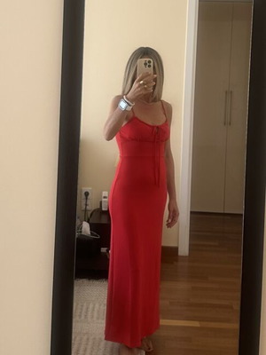 Zara red midi dress with tags, size S