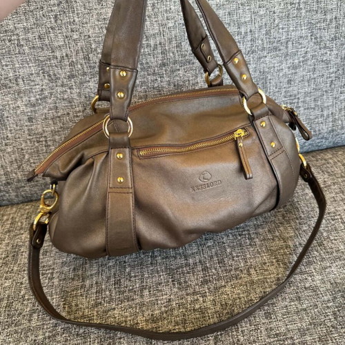 Kesslord leather shoulder bag used, brown, 26x34x12 cm