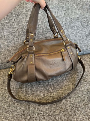 Kesslord leather shoulder bag used, brown, 26x34x12 cm