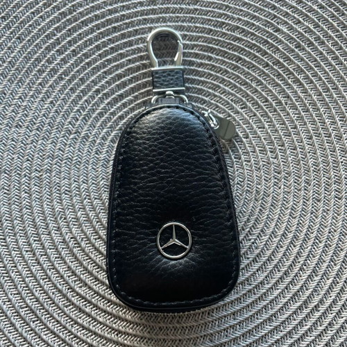 Mercedes-Benz leather car key cover new, black with metal details