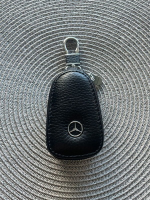 Mercedes-Benz leather car key cover new, black with metal details