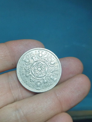 Νόμισμα Two Shillings μεταχειρισμένο, έμβλημα Ηνωμένου Βασιλείου 1962
