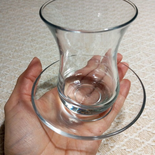 Glass Turkish tea cup like new with saucer