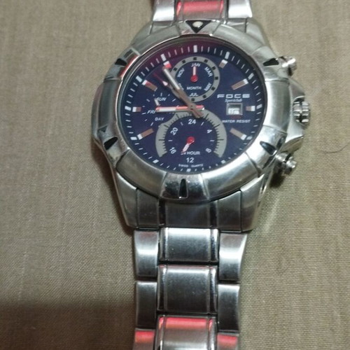 Fose stainless steel wristwatch used, Swiss quartz, date, 5ATM