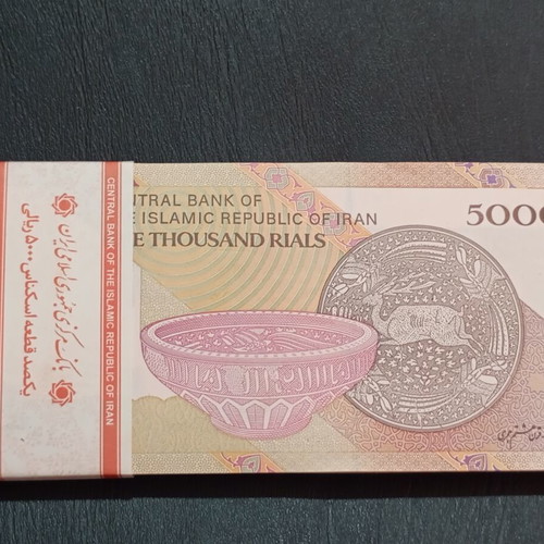 Bundle of 100 Uncirculated 5000 Rials Banknotes from Iran