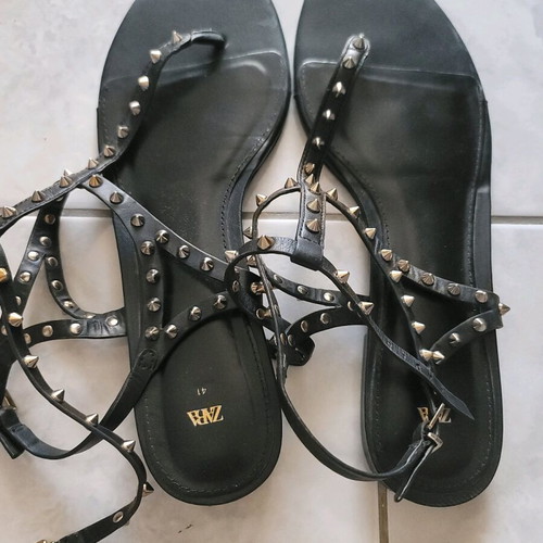 Zara sandals size 41 like new, black with gold studs
