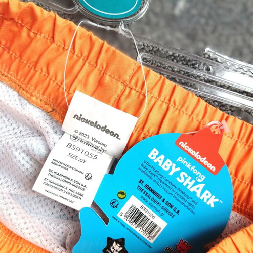 Baby Shark Swim Shorts new, size 6Y, blue and orange