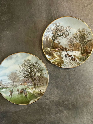 Σετ 2 πιάτα τοίχου 19εκ. Winter landscape, καινούργια