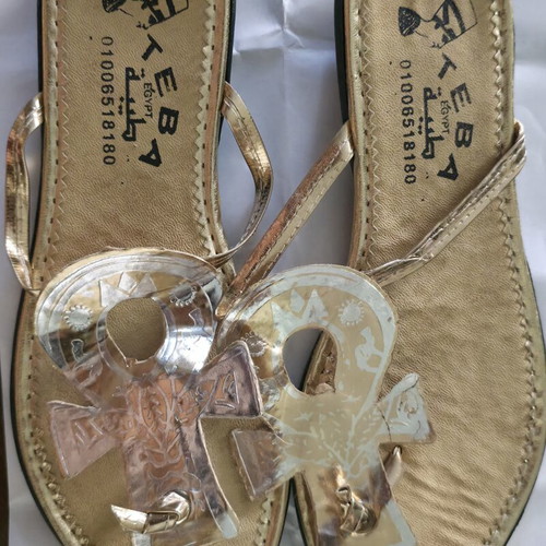 Teba Egypt handmade leather sandals gold, new, size 37