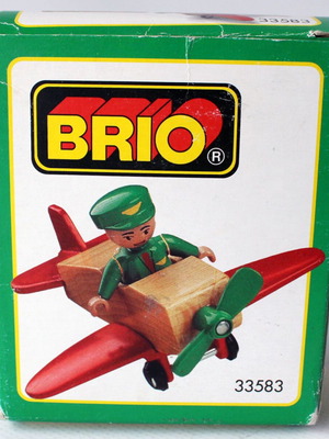 Vintage 1996 Brio wooden toy airplane with pilot 33583 new
