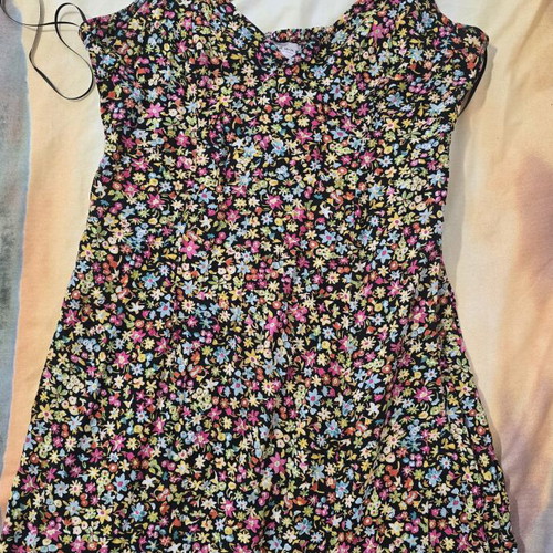 Zara long black dress with floral print, adjustable straps and leg slit like new