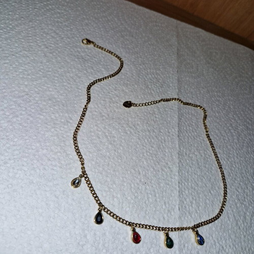 Steel necklace pendant with multicolored stones new