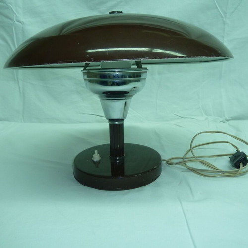 Vintage desk lamp used, brown color, functional