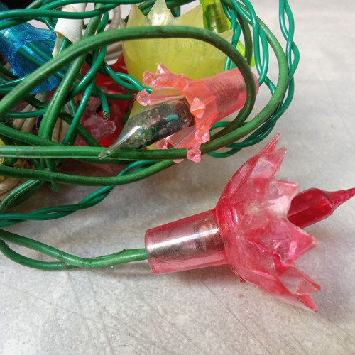 Christmas lights used, vintage 1960s decoration set needing repair