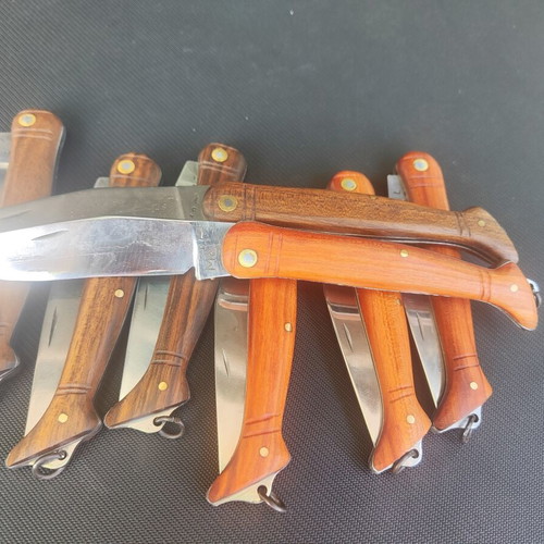 Gabrovska Nozhka Knife new, handmade with walnut and plum handles