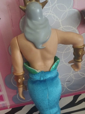 Disney collectible Triton Poseidon doll with fabric tail defect, Simba Toys