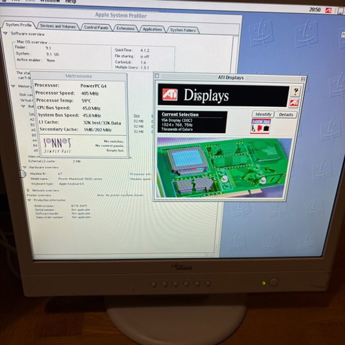 Apple Power Macintosh 9600/300 used with Sonnet Cresendo G4/400 accelerator