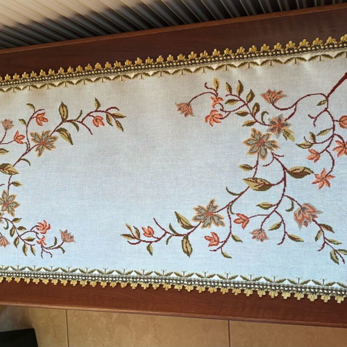 Handmade embroidery with cross stitch and trim like new