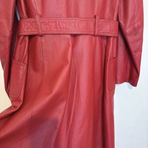 Toi & Moi Vintage Leather Trench Coat used, red, size S