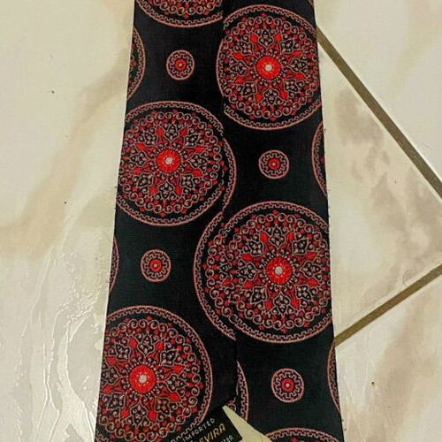 Trevira tie used, 100% polyester, blue and red