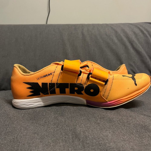 Puma Triple Jump Nitro Elite 2 track spikes used, size 45, black and orange
